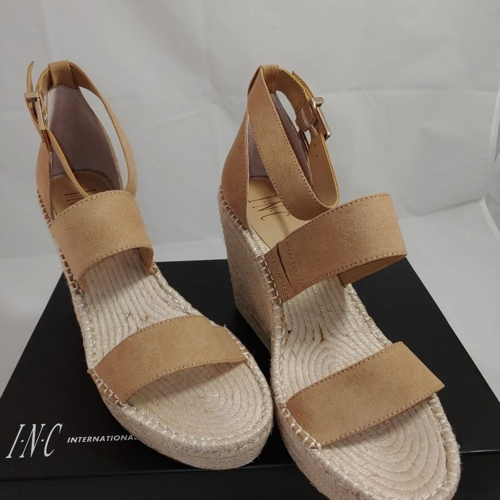 Inc Espadrille Wedge Tan Sandals...size 10